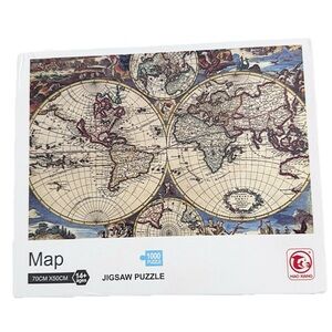 Vintage World Map 1000-Piece Jigsaw Puzzle (Complete)
